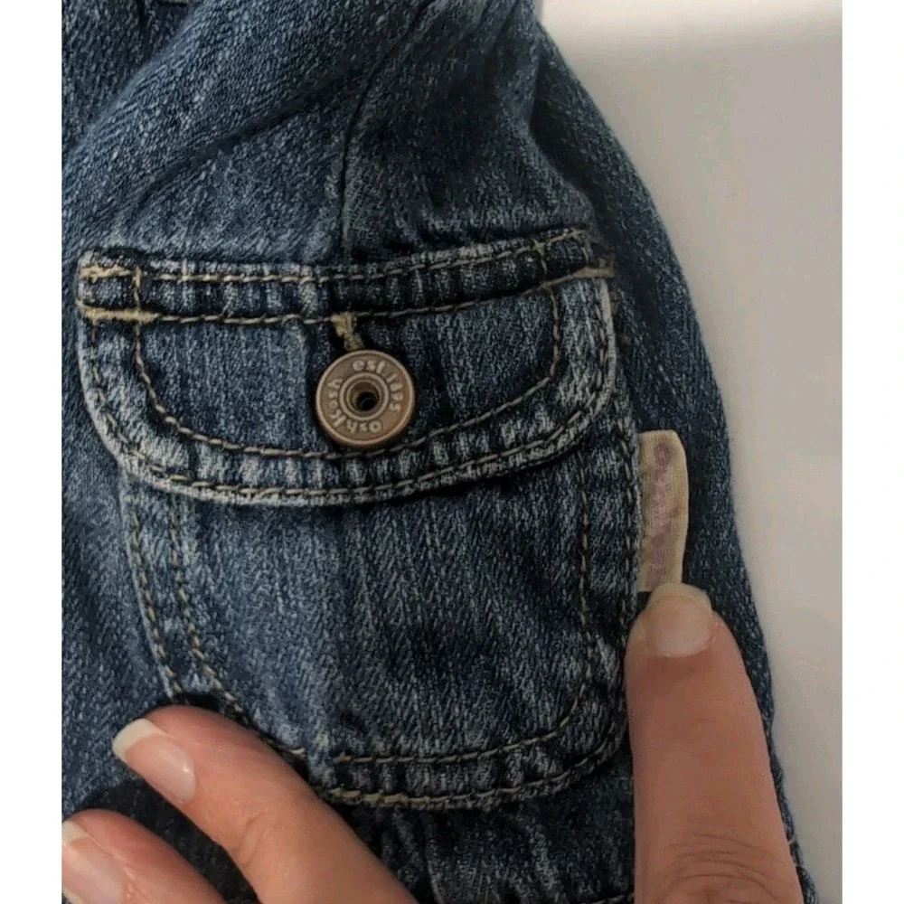 Vintage OshKosh Bgosh Girls Denim Skirt Ruffle 18 Months Blue Striped Y2K Rare